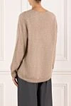 Brown cashmere V-neck jumper Fleur de Paris - 95% cashmere, 5% viscose. Country of manufacture: Italy. Care: specialized cleaning - photo 4