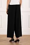 Women's wide leg pants with black tucks Fleur de Paris - 70% cotton, 30% polyester. Closure: button, zipper. two front pockets, one back pocket. Country of manufacture: Italy. Care: specialized cleaning - photo 4