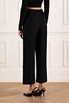 Women's wide black pants Fleur de Paris - 51% polyester, 39% modal, 10% spandex. Closure: elastic. two front pockets. Country of manufacture: Italy. Care: specialized cleaning - photo 4