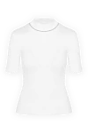 Panicale White women's jumper with short sleeves. - 94% cotton, 6% elastane. Country of manufacture: Italy. Care: specialized cleaning - photo 1