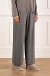 Panicale Pants with drawstrings for women gray - melange pattern. 91% wool, 6% cashmere, 3% elastane. Closure: drawstring. two front pockets. Country of manufacture: Italy. Care: specialized cleaning - photo 3