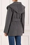 Women's coat with a wide turn-down collar, gray Valentino - brand logo. 94% wool, 5% cashmere, 1% silk. belt. two side pockets. Country of manufacture: Italy. Care: specialized cleaning - photo 4