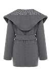 Valentino Women's coat with a wide turn-down collar, gray - brand logo. 94% wool, 5% cashmere, 1% silk. belt. two side pockets. Country of manufacture: Italy. Care: specialized cleaning - photo 7