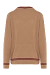 Women's brown jumper with logo Prada - brand logo, edging. 70% wool, 30% cashmere. Country of manufacture: Italy. Care: specialized cleaning - photo 6