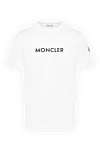 Moncler Men's white T-shirt with logo - brand logo. 100% cotton. Country of manufacture: Italy. Care: specialized cleaning - photo 1