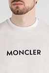 Moncler Men's white T-shirt with logo - brand logo. 100% cotton. Country of manufacture: Italy. Care: specialized cleaning - photo 5