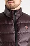 Moncler Men's warm vest burgundy - brand logo. 100% polyamide. Closure: zipper. two side pockets. Country of manufacture: Italy. Care: specialized cleaning - photo 5