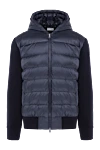 Moncler Men's blue jacket with hood - brand logo, stripes on the sleeve. hood. 100% polyamide. Closure: zipper. two side pockets. Country of manufacture: Italy. Care: specialized cleaning - photo 1