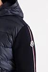 Moncler Men's blue jacket with hood - brand logo, stripes on the sleeve. hood. 100% polyamide. Closure: zipper. two side pockets. Country of manufacture: Italy. Care: specialized cleaning - photo 5