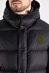 Moncler Men's black padded jacket with logo - brand logo. hood. 100% polyamide. zipper, buttons. two side pockets. Country of manufacture: Italy. Care: specialized cleaning - photo 5