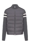 Moncler Men's knitted gray jacket - stripes and logo on the sleeve. 100% polyester. Closure: zipper. two side pockets. Country of manufacture: Italy. Care: specialized cleaning - photo 1