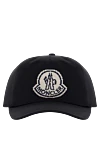 Moncler Men's black baseball cap with logo - brand logo. 100% cotton. Country of manufacture: Italy. Care: specialized cleaning - photo 1