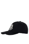 Moncler Men's black baseball cap with logo - brand logo. 100% cotton. Country of manufacture: Italy. Care: specialized cleaning - photo 3