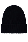 Moncler Men's blue wool hat with logo - brand logo. 100% wool. Country of manufacture: Italy. Care: specialized cleaning - photo 3