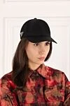 Women's black baseball cap with logo Prada - triangle with logo. 100% polyamide. Country of manufacture: Italy. Care: specialized cleaning - photo 2