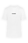 Jil Sander Women's white cotton T-shirt with logo - Brand logo decor. 100% cotton. Country of manufacture: Italy. Care: specialized cleaning - photo 1