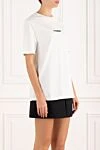 Jil Sander Women's white cotton T-shirt with logo - Brand logo decor. 100% cotton. Country of manufacture: Italy. Care: specialized cleaning - photo 3