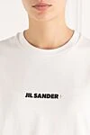 Jil Sander Women's white cotton T-shirt with logo - Brand logo decor. 100% cotton. Country of manufacture: Italy. Care: specialized cleaning - photo 5