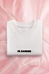 Jil Sander Women's white cotton T-shirt with logo - Brand logo decor. 100% cotton. Country of manufacture: Italy. Care: specialized cleaning - photo 7