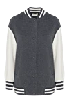 Interdee Women's gray wool jacket - contrasting sleeves, stripe pattern on cuffs and collar. 100% wool. buttons. two side pockets. Country of manufacture: Italy. Care: specialized cleaning - photo 1