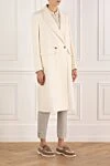 Interdee Women's long white wool coat - 100% wool. Closure: buttons. two side pockets, one chest pocket. Country of manufacture: Italy. Care: specialized cleaning - photo 3