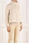 Interdee Women's short beige jacket with a high collar - 55% wool, 45% silk. Closure: zipper. two side pockets. Country of manufacture: Italy. Care: specialized cleaning - photo 3