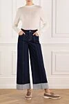 Wide leg jeans with four seams, blue, women's Interdee - 100% cotton. Closure: button, zipper. two front pockets, two back pockets. Country of manufacture: Italy. Care: specialized cleaning - photo 2