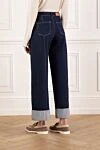 Wide leg jeans with four seams, blue, women's Interdee - 100% cotton. Closure: button, zipper. two front pockets, two back pockets. Country of manufacture: Italy. Care: specialized cleaning - photo 4