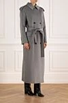 Fleur de Paris Women's double-breasted gray coat with belt - 98% wool, 2% polyamide. Closure: buttons. two side pockets. Country of manufacture: Italy. Care: specialized cleaning - photo 3