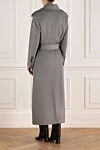 Women's double-breasted gray coat with belt Fleur de Paris - 98% wool, 2% polyamide. Closure: buttons. two side pockets. Country of manufacture: Italy. Care: specialized cleaning - photo 4