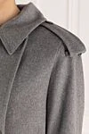 Fleur de Paris Women's double-breasted gray coat with belt - 98% wool, 2% polyamide. Closure: buttons. two side pockets. Country of manufacture: Italy. Care: specialized cleaning - photo 5