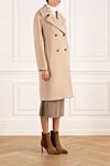 Fleur de Paris Women's double-breasted beige coat made of wool and angora - 65% wool, 35% polyamide. Closure: buttons. two side pockets. Country of manufacture: Italy. Care: specialized cleaning - photo 3