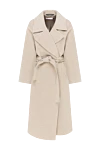 Fleur de Paris Women's long double-breasted beige coat - 98% wool, 2% polyamide. belt. Closure: buttons. two side pockets. Country of manufacture: Italy. Care: specialized cleaning - photo 1