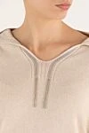 D.Exterior Women's beige hoodie with hood - hood. 30% cashmere, 20% wool, 20% viscose. Country of manufacture: Italy. Care: specialized cleaning - photo 5