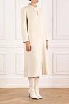 Fleur de Paris Women's white wool coat with a v-collar - 100% wool. Closure: buttons. Country of manufacture: Italy. Care: specialized cleaning - photo 3