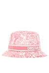 Dior Women's pink cotton panama hat with logo - nature drawing, brand logo. 100% cotton. Country of manufacture: Italy. Care: specialized cleaning - photo 3