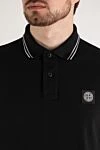 Stone Island Polo long sleeve men's black with logo - brand logo, stripes on the collar. 95% cotton, 5% elastane. Closure: buttons. Country of manufacture: Italy. Care: specialized cleaning - photo 5