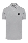 Stone Island Gray men's polo melange with logo - brand logo, stripes on collar and sleeves. 95% cotton, 5% elastane. Closure: buttons. Country of manufacture: Italy. Care: specialized cleaning - photo 1