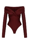 The Andamane Bodysuit with long sleeves and open shoulders burgundy - weaving fabrics. 80% polyamide, 20% elastane,. Country of manufacture: Italy. Care: specialized cleaning - photo 1