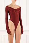 The Andamane Bodysuit with long sleeves and open shoulders burgundy - weaving fabrics. 80% polyamide, 20% elastane,. Country of manufacture: Italy. Care: specialized cleaning - photo 3