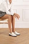 Women's white leather loafers Fleur de Paris - contrast sole. 100% genuine leather. Country of manufacture: Italy. Care: specialized cleaning - photo 2