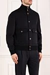 Brunello Cucinelli Куртка-бомбер из двойной шерстяной ворсовой ткани бобрик синяя - 100% шерсть. пуговицы. два боковых кармана. Страна производитель: Италия. Уход: специализированная чистка - фото 3