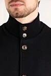 Brunello Cucinelli Куртка-бомбер из двойной шерстяной ворсовой ткани бобрик синяя - 100% шерсть. пуговицы. два боковых кармана. Страна производитель: Италия. Уход: специализированная чистка - фото 5