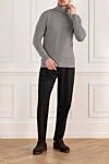 Men's black wool trousers with drawstring Brunello Cucinelli - tucks. 100% wool. Closure: drawstring, zipper. two side pockets, two back pockets. Country of manufacture: Italy. Care: specialized cleaning - photo 2