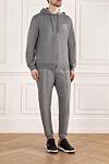 Brunello Cucinelli Прогулочный костюм серый меланж мужской с капюшоном - узор полоска. капюшон. 87% хлопок, 8% кашемир, 5% шелк. молния. два боковых кармана. Страна производитель: Италия. Уход: специализированная чистка - фото 3