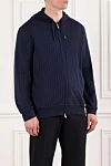 Brunello Cucinelli Мужская кофта на молнии из хлопка кашемира и шерсти с капюшоном - узор полоска. капюшон. 87% хлопок, 8% кашемир, 5% шерсть. молния, кулиска. два боковых кармана. Страна производитель: Италия. Уход: специализированная чистка - фото 3