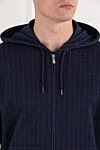 Brunello Cucinelli Мужская кофта на молнии из хлопка кашемира и шерсти с капюшоном - узор полоска. капюшон. 87% хлопок, 8% кашемир, 5% шерсть. молния, кулиска. два боковых кармана. Страна производитель: Италия. Уход: специализированная чистка - фото 5