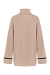 Brunello Cucinelli Women's beige ribbed jumper with high collar - contrasting edging on cuffs. 90% cashmere, 10% silk. Country of manufacture: Italy. Care: specialized cleaning - photo 1