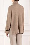 Women's beige ribbed jumper with high collar Brunello Cucinelli - contrasting edging on cuffs. 90% cashmere, 10% silk. Country of manufacture: Italy. Care: specialized cleaning - photo 4