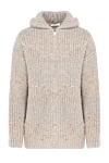 Panicale Knitted beige women's hoodie with sequins - sequins. hood . 37% alpaca, 37% mohair, 26% polyamide. Closure: zipper. two side pockets. Country of manufacture: Italy. Care: specialized cleaning - photo 1